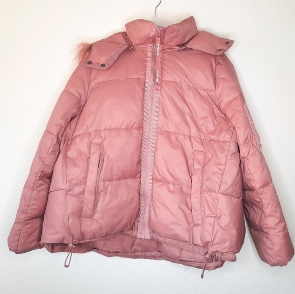 Ottod'ame Pink Faux Fur-Trimmed Padded Down Coat 46 - Picture 2 of 8